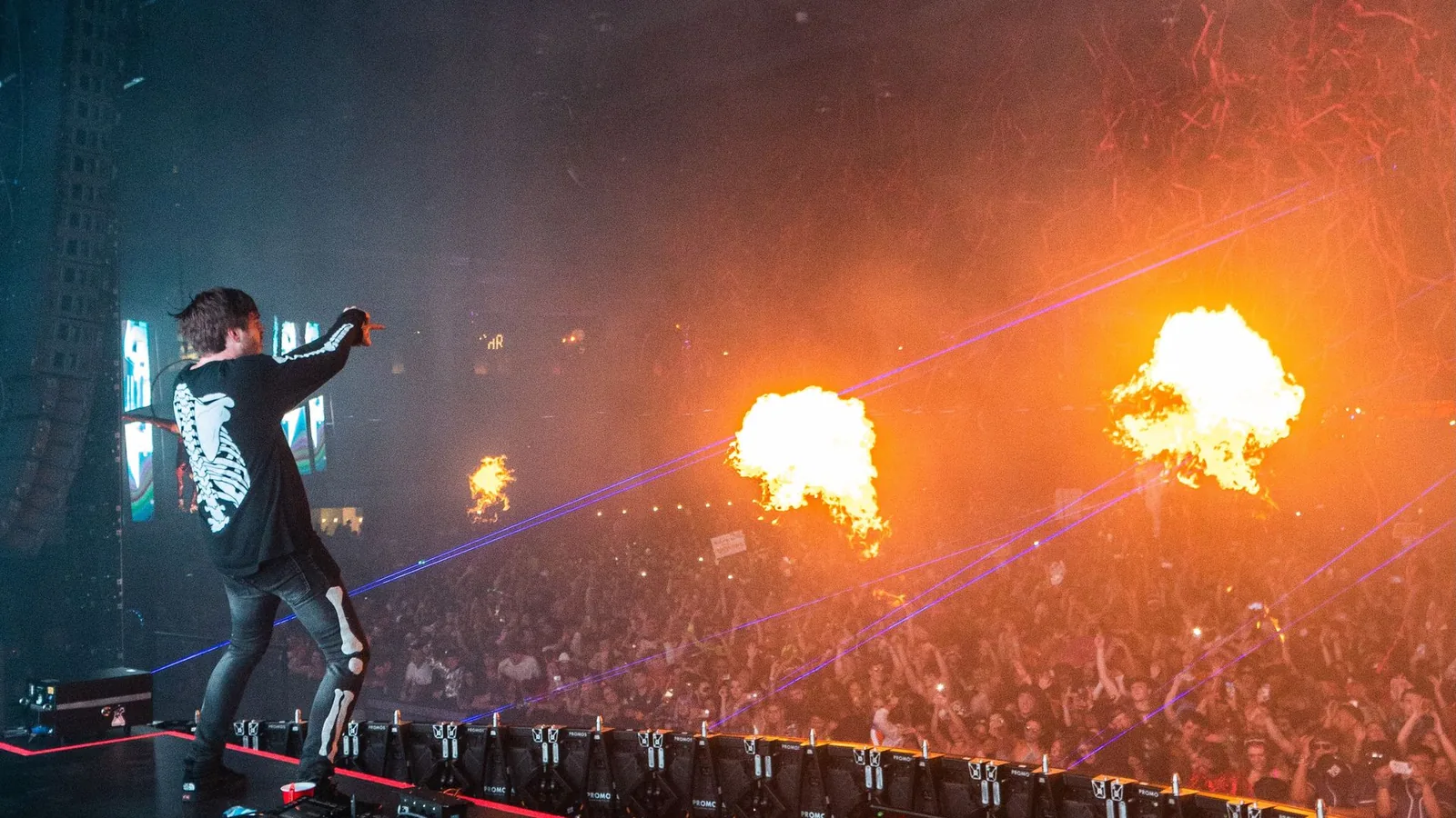 Hip-hop festival crowd and stage, illustrative stock photo