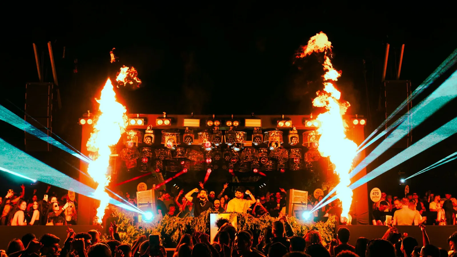 Hip-hop festival crowd and stage, illustrative stock photo