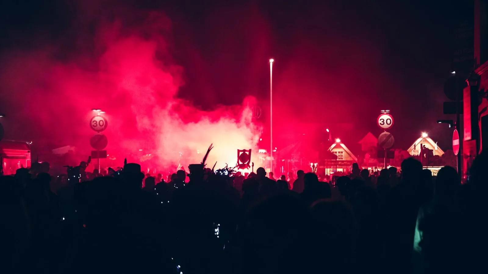 Hip-hop festival crowd and stage, illustrative stock photo